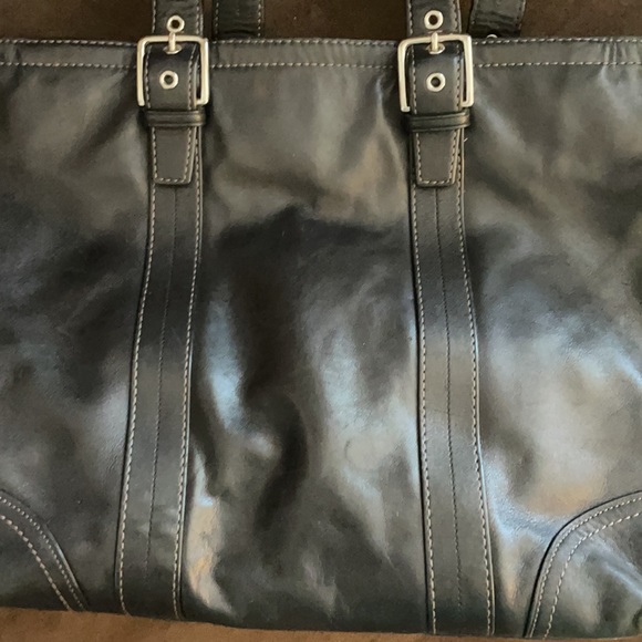 Coach Black Leather Tote - Picture 5 of 10